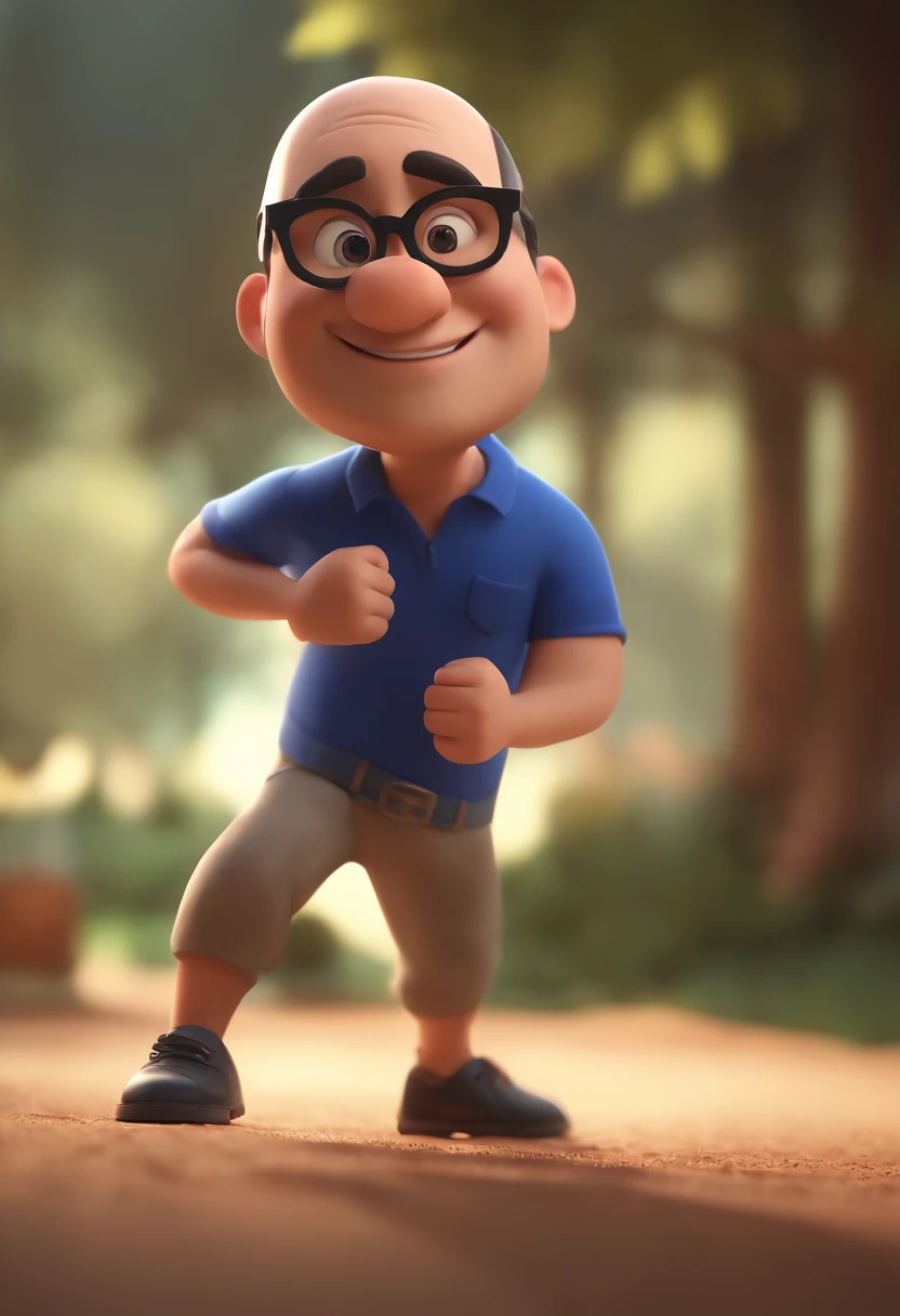 Cartoon character of a man wearing black glasses and a blue shirt, um personagem animado, Caractere estilizado, animation style rendering, 3D estilizado, Arnold Maya render, 3 d render stylized, toon render keyshot, Personagem 3D, Personagem 3D, 3d rendering stylized, 3 d character render, personagem de desenho animado, Personagem de close up, Pose de personagem, (Estilo Pixar) (master part:1.2) (Bokeh) (best quality) (pele detalhada) (textura detalhada) (8k) (argila) (Cinematic lighting) (foco nítido,Senta e vaza a parte superior do corpo