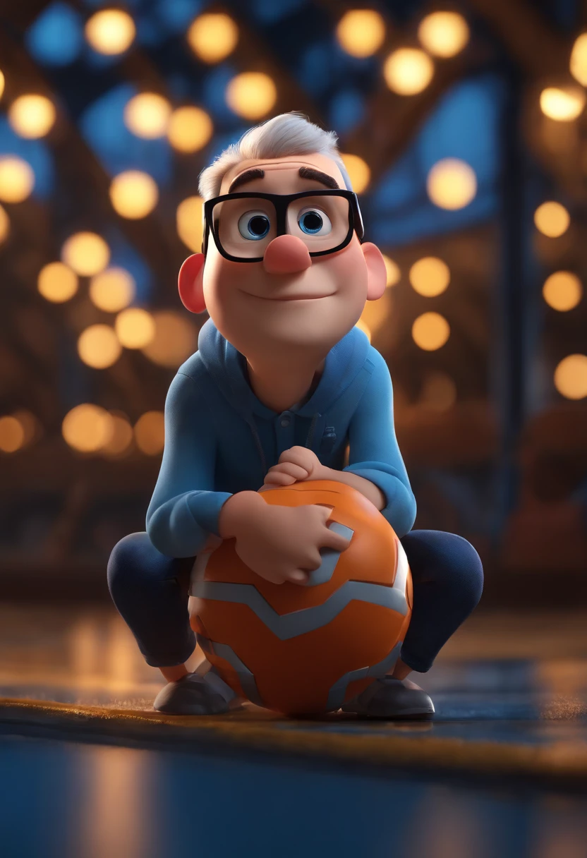 Cartoon character of a man wearing black glasses and a blue shirt, um personagem animado, Caractere estilizado, animation style rendering, 3D estilizado, Arnold Maya render, 3 d render stylized, toon render keyshot, Personagem 3D, Personagem 3D, 3d rendering stylized, 3 d character render, personagem de desenho animado, Personagem de close up, Pose de personagem, (Estilo Pixar) (master part:1.2) (Bokeh) (best quality) (pele detalhada) (textura detalhada) (8k) (argila) (Cinematic lighting) (foco nítido，Senta e vaza a parte superior do corpo