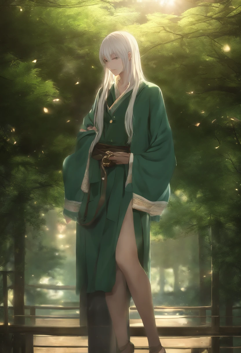 (master part, best quality, Altas), Arima Kana (Oshi no Ko), Cardigan Ciano, sweater, Escuro_verde_camisa,minissaia, Standing, Roupas abertas, sozinho,