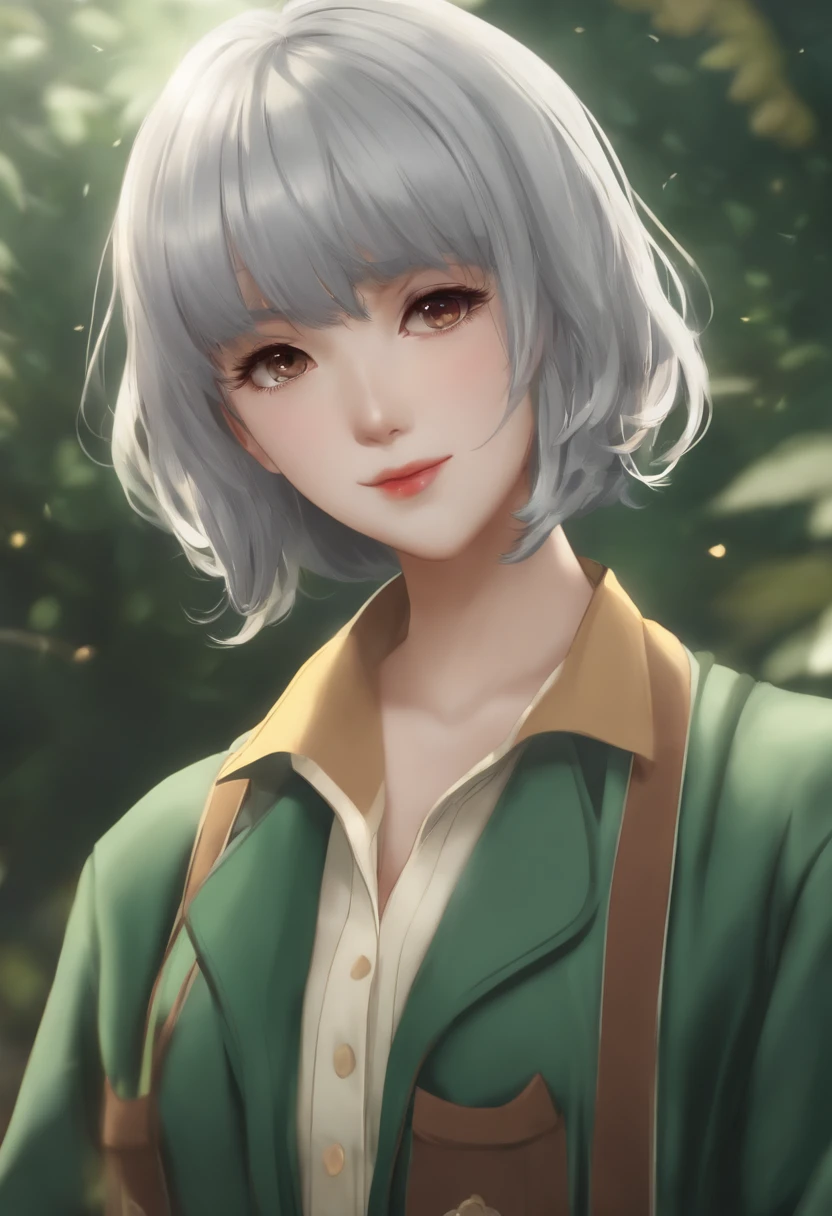 (master part, best quality, Altas), Arima Kana (Oshi no Ko), Cardigan Ciano, sweater, Escuro_verde_camisa,minissaia, Standing, Roupas abertas, sozinho,