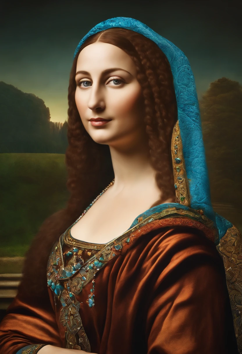 Retrato da monalisa misturada com estilo surrealista