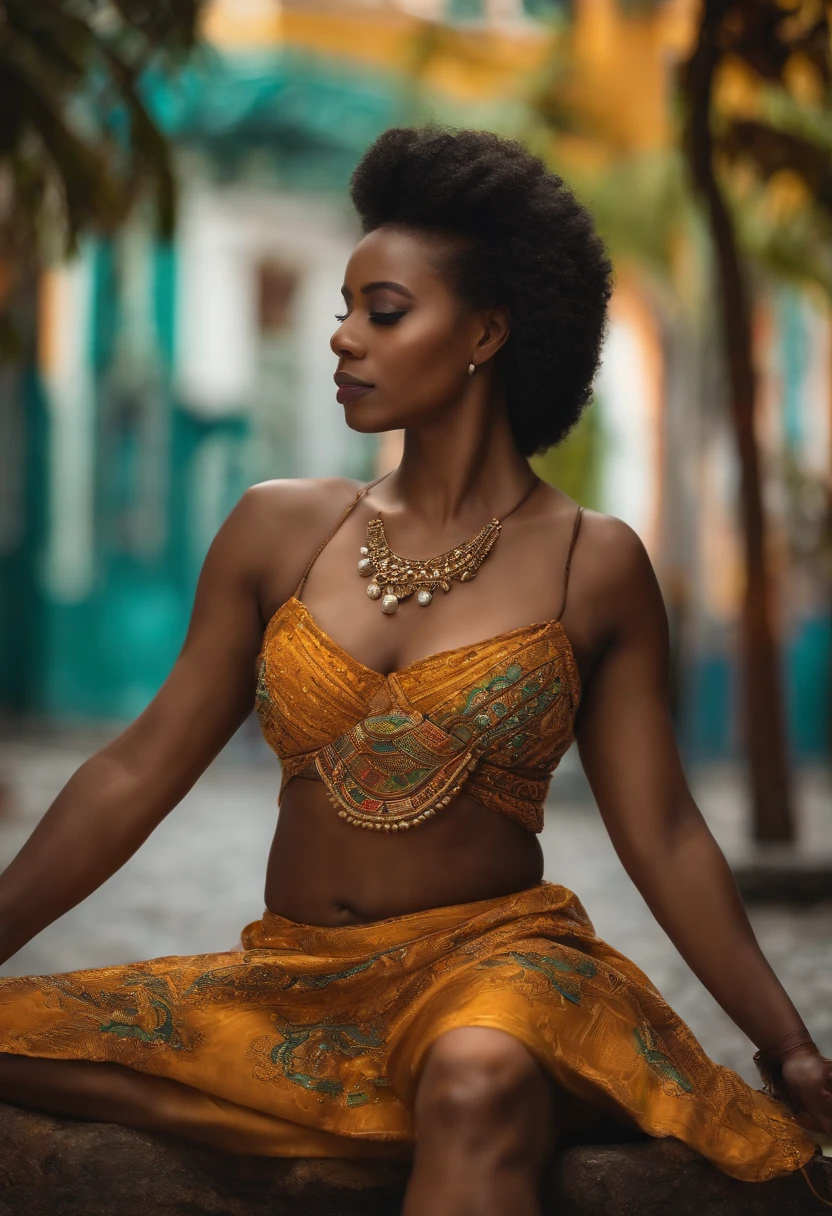 Portrait of a young woman, negra da etnia quilombola do Brasil.
