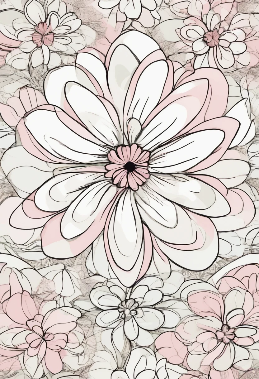 Act like a graphic designer. Generate me a picture in the form of a 's drawing. 1 single flower with 5 oval petals. The color of each oval should be: Pearl Pink, khaki, blau, rot, black. This is necessary to place it on the product card on Wilberries