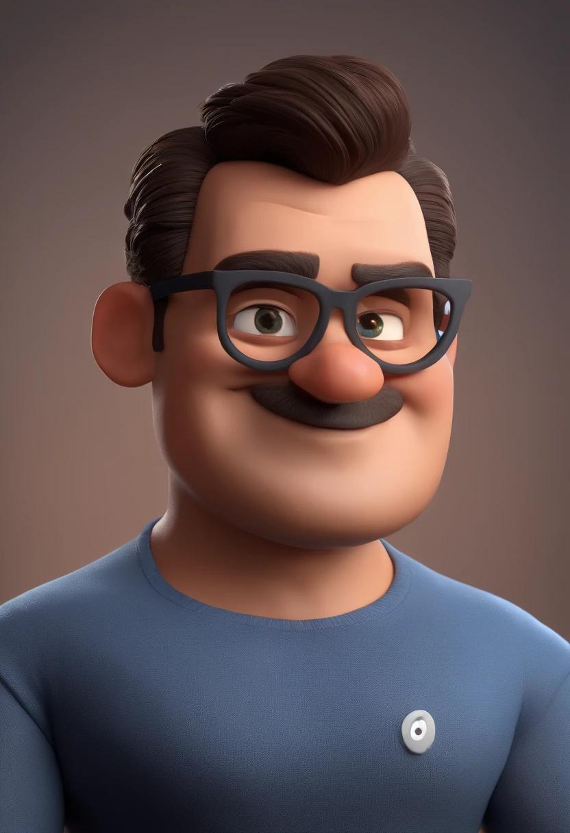 Cartoon character of a man with black glasses and a blue shirt, animation character, Caractere estilizado, animation style rendering, 3D estilizado, Arnold Maya render, 3 d render stylized, toon render keyshot, Personagem 3D, Personagem 3D, 3d rendering stylized, 3 d character render, personagem de desenho animado, Personagem de close up, Pose de personagem, (Estilo Pixar) (master part:1.2) (Bokeh) (best quality) (pele detalhada) (textura detalhada) (8k) (argila) (Cinematic lighting) (foco nítido