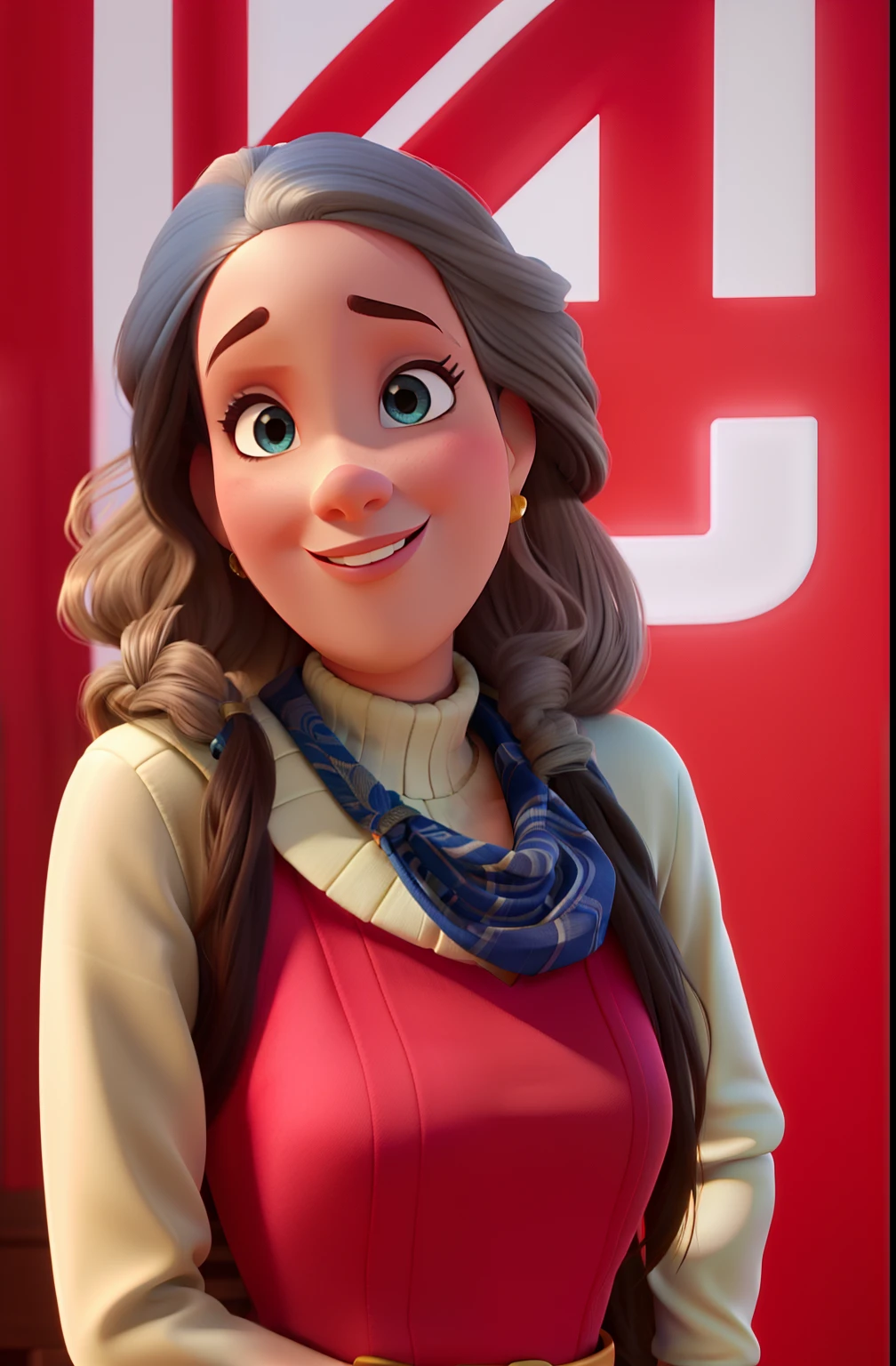 Mulher branca com cabelo longo liso no estilo pixar, ao lado do luan santana