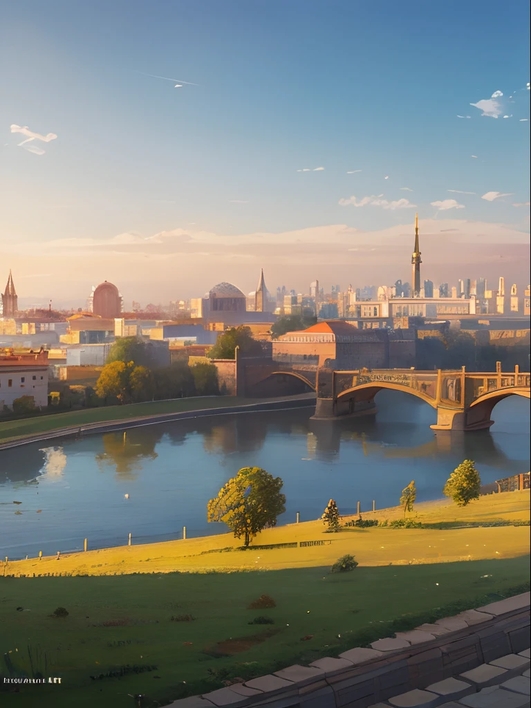the clear and cloudless skies of Kievan Rus, Bela arte UHD 4K, cidade bonita, fundo da cidade, pintura detalhada 4K, Krenzcushart, oil-painting, paisagem, imagem perfeita, No distortions