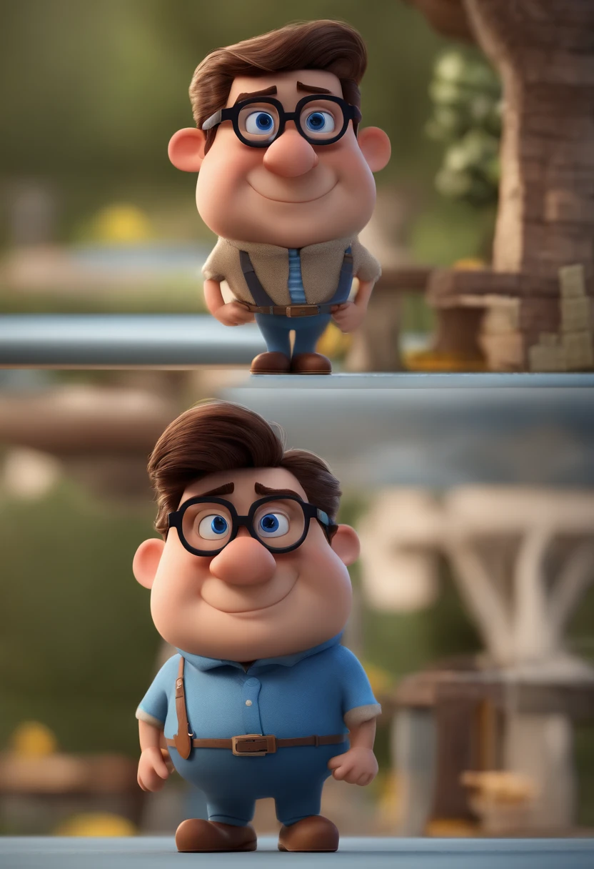 Cartoon character of a man with black glasses and a blue shirt, animation character, Caractere estilizado, animation style rendering, 3D estilizado, Arnold Maya render, 3 d render stylized, toon render keyshot, Personagem 3D, Personagem 3D, 3d rendering stylized, 3 d character render, personagem de desenho animado, Personagem de close up, Pose de personagem, (Estilo Pixar) (master part:1.2) (Bokeh) (best quality) (pele detalhada) (textura detalhada) (8k) (argila) (Cinematic lighting) (foco nítido