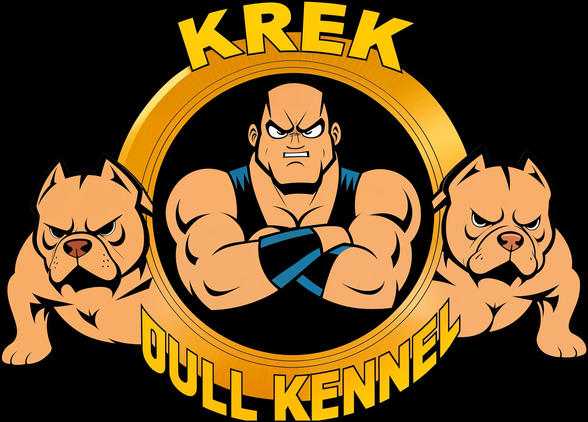 A closeup of a cartoon character with two dogs, inspirado por Carl Eugen Keel, Inspirado em Ken Kelly, Roy Krenkel, Directed by: Kees Bol, inspired by Jürg Kreienbühl, inspirado em Gerald Kelly, Directed by: Arnie Swekel, Krull, Brock Lesnar, Tekkon Kinkret, Tekkon Kinreet