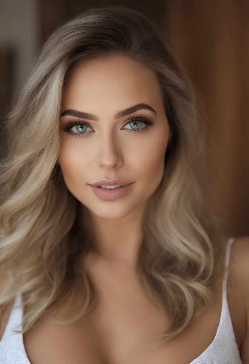 Arafed pleine femme,Russe, fille sexy aux yeux bleus, , ultra réaliste, Méticuleusement détaillé, portrait de Sophie Mudd, cheveux blonds et grands yeux, Selfie d’une jeune femme, Yeux de chambre, Violet Myers, pas de maquillage, maquillage naturel, Regarder directement la caméra, Visage Artgram, maquillage subtil, Photo impressionnante de tout le corps agenouillé sur le lit, dans la chambre, Poitrine de taille moyenne et grande, permettre au visage d’être vu clairement, portrait