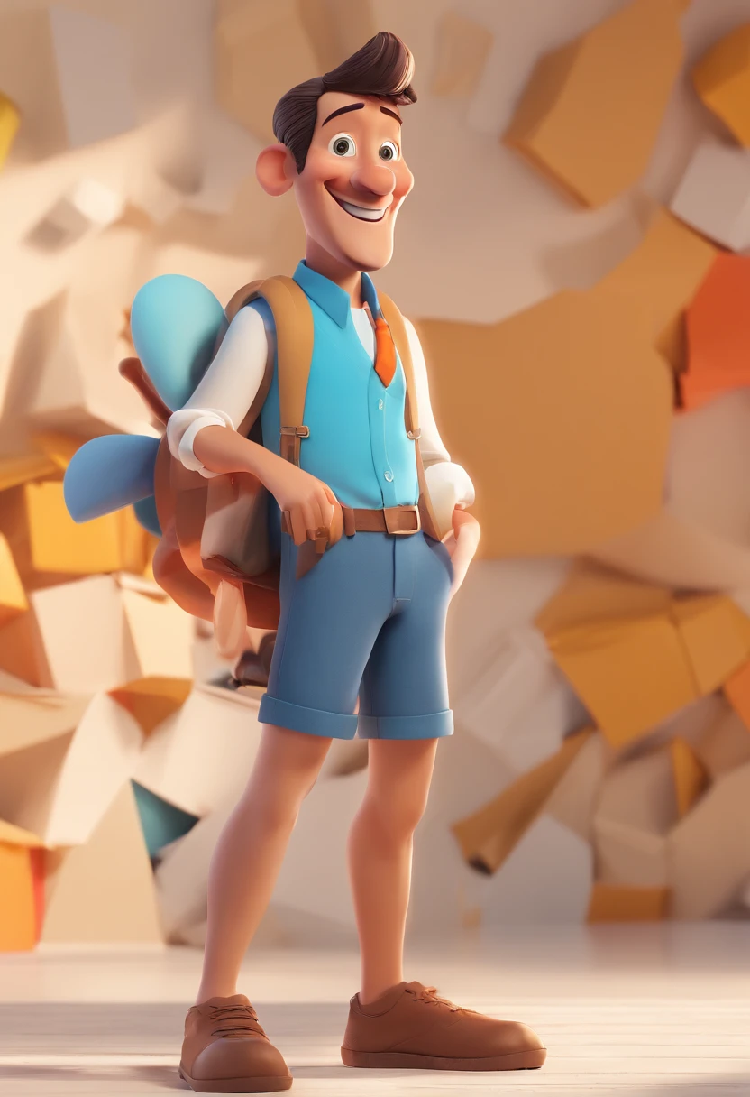Smiling Man Illustration, sorriso insano, Homem de pele marrom com um sorriso gigante, happily smiling at the camera, sorriso atrevido, he's smiling, sorriso muito grande, Macho sorridente, foto de perfil headshot, rindo sorriso enorme, desenhando no estilo de Arte 3D, c4d, fundo de cor branco puro, estilo disney, estilo pixar render ilustracao Super Detalhe, 8k