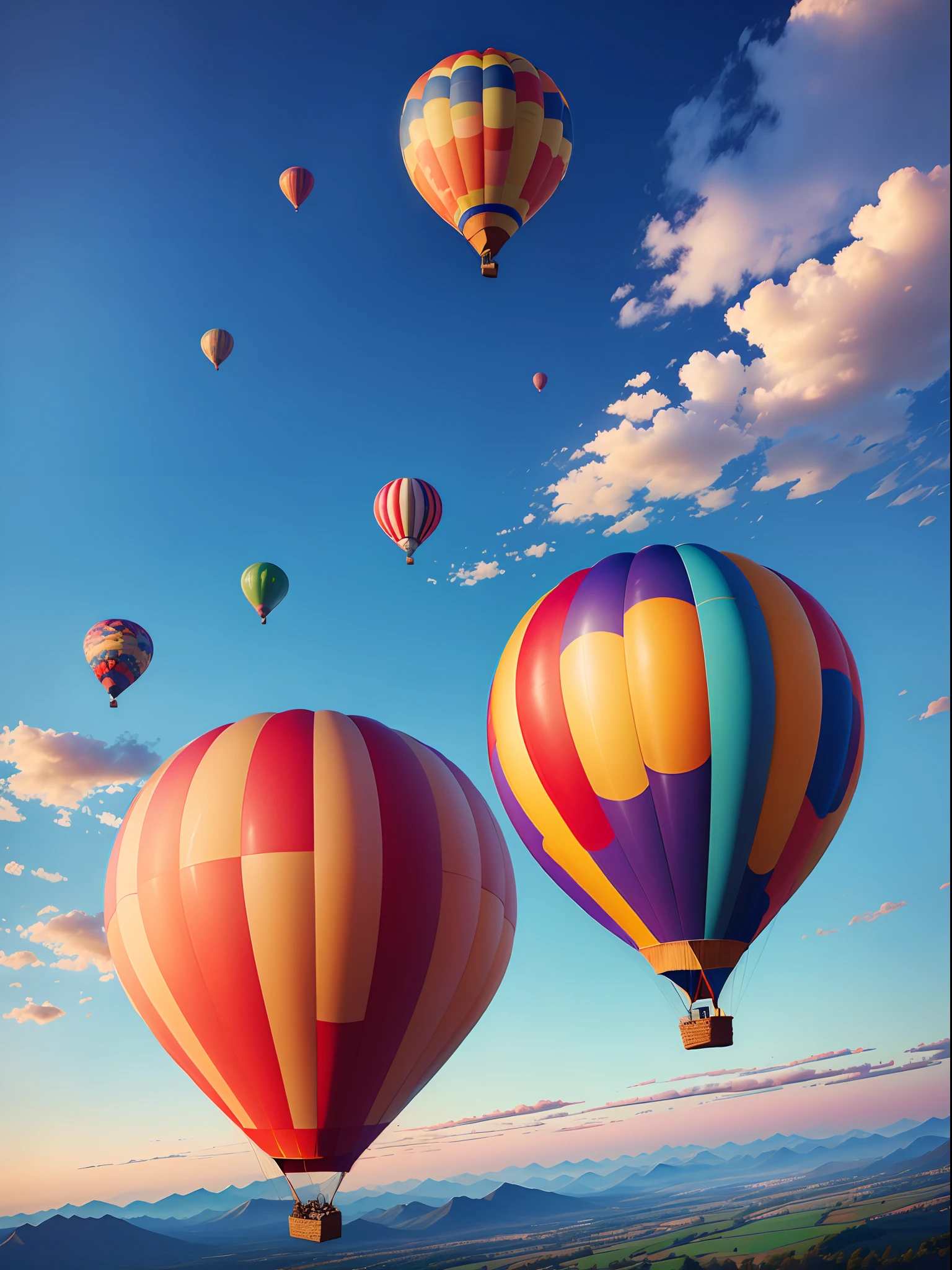 hot air balloon，beautiful sky