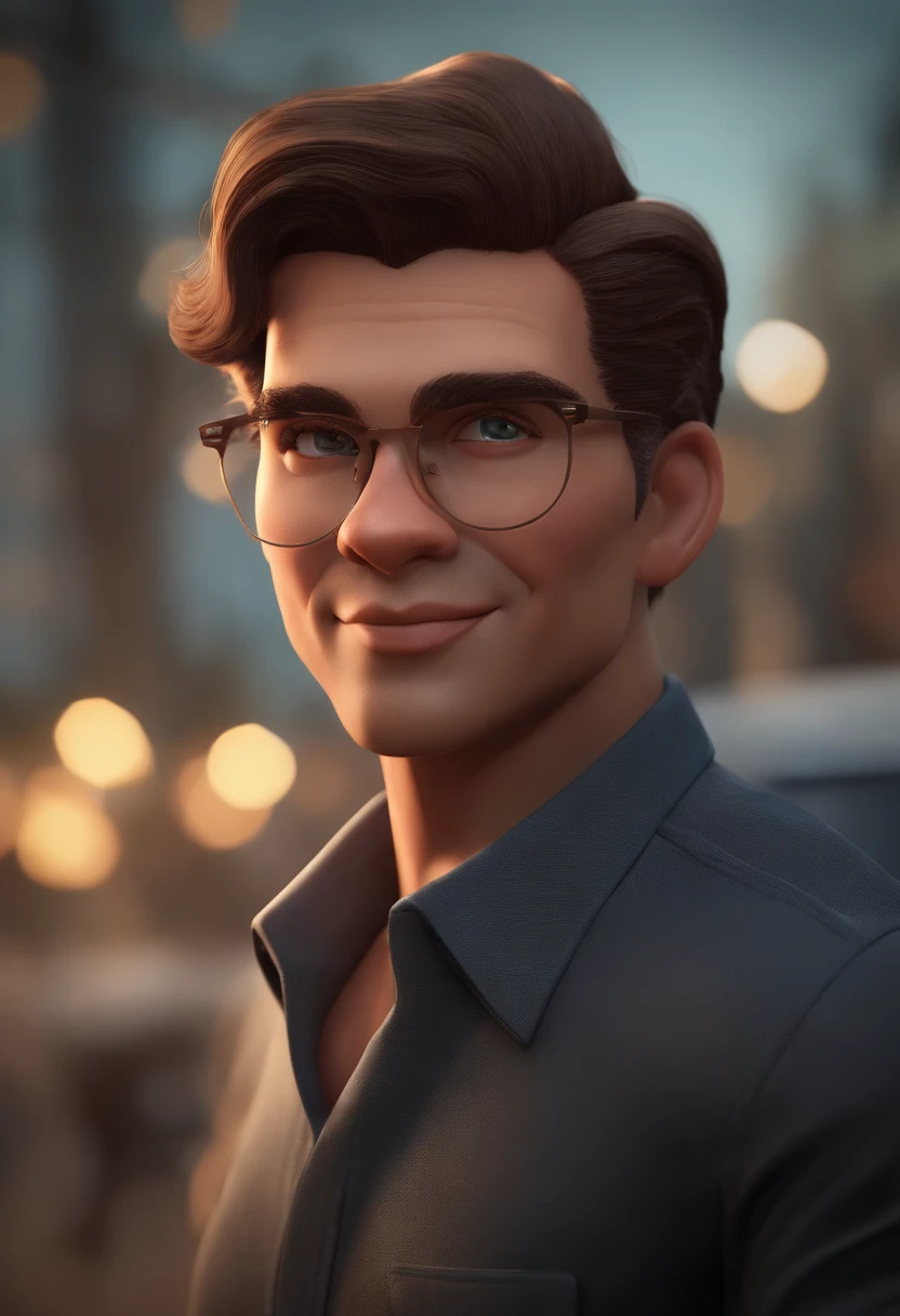 personagem dos desenhos animados de um jovem de 20 anos, cabelo curto em cima quase raspado e raspado dos lados, com um bigode fino e barbicha no queixo, animation character, Caractere estilizado, animation style rendering, 3D estilizado, Arnold Maya render, 3 d render stylized, toon render keyshot, Personagem 3D, Personagem 3D, 3d rendering stylized, 3 d character render, personagem de desenho animado, Personagem de close up, Pose de personagem, (Estilo Pixar) (master part:1.2) (Bokeh) (best quality) (pele detalhada) (textura detalhada) (8k) (argila) (Cinematic lighting) (foco nítido