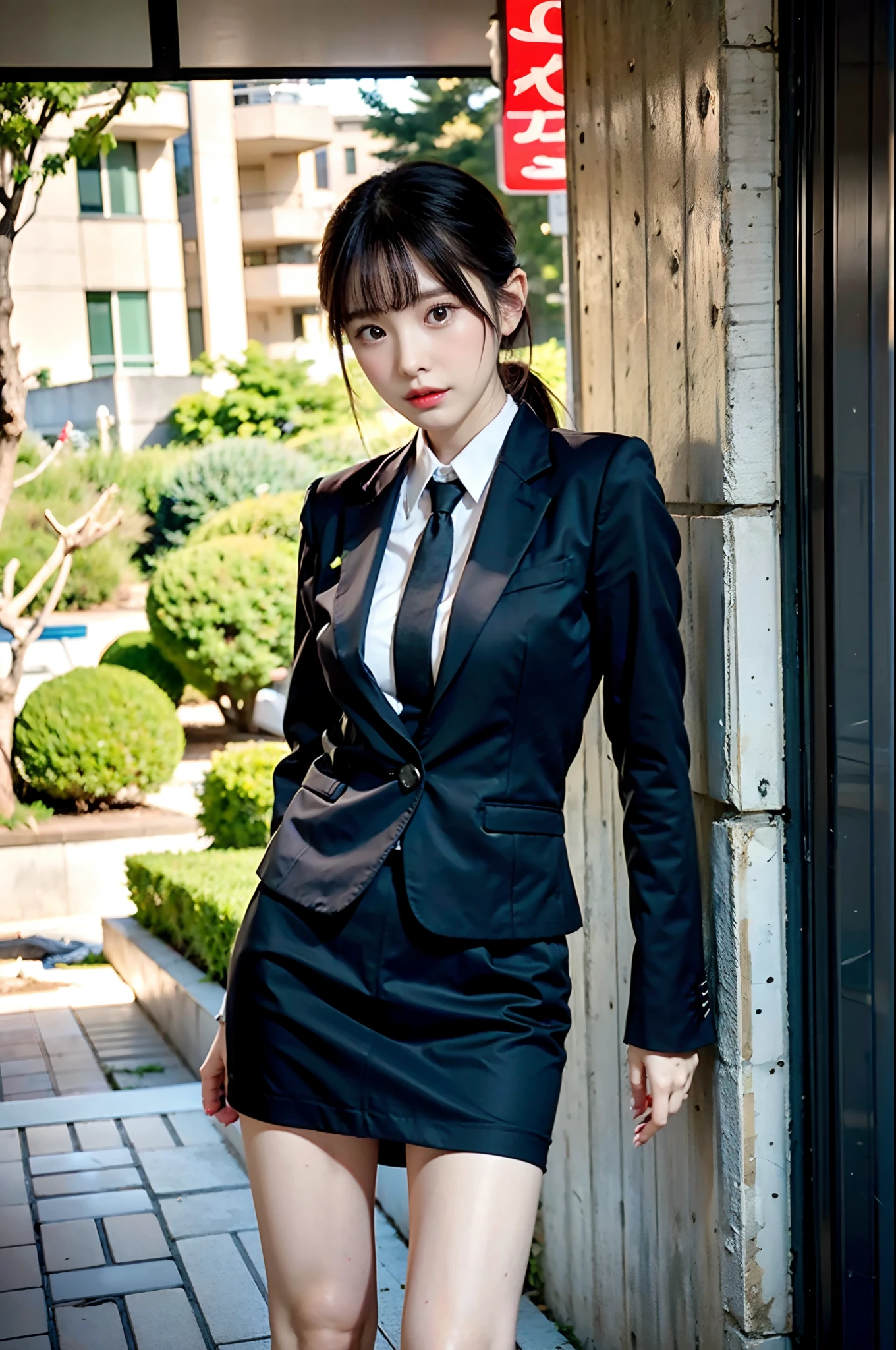 1 Girl, (Watch Viewer), (Bokeh: 1.1), Parted Lips, Expressionless, Realistic, Black Tight Mini Skirt,
business suit, OL, thin thighs, small buttocks, beautiful legs, delicate, Japan fashion model, thin face,
Best quality, (photorealistic: 1.4), ultra high resolution, big mini skirt, black suit and tie woman, suit girl, suit girl, strict business suit wearing, business suit wearing, business suit wearing, black business suit wearing, Japan woman fashion model, black business suit wearing, fashion suit wearing black suit wearing black noble suit, Business suit wearing, black slim clothes, woman posing for photo, beautiful Japan girl face, asian beautiful face, young cute one asian face, beautiful asian girl, girl cute little face, beautiful young korean woman, Japan facial features, young adorable korean face, gorgeous young korean woman, young asian girl, beautiful korean woman, Beautiful asian young woman, standing facing forward, composition visible from above knees to head, knees visible, camera gaze, standing, full body shot, hyperrealistic, front shot full body, bare feet, (face only LoRA applied, bare feet)