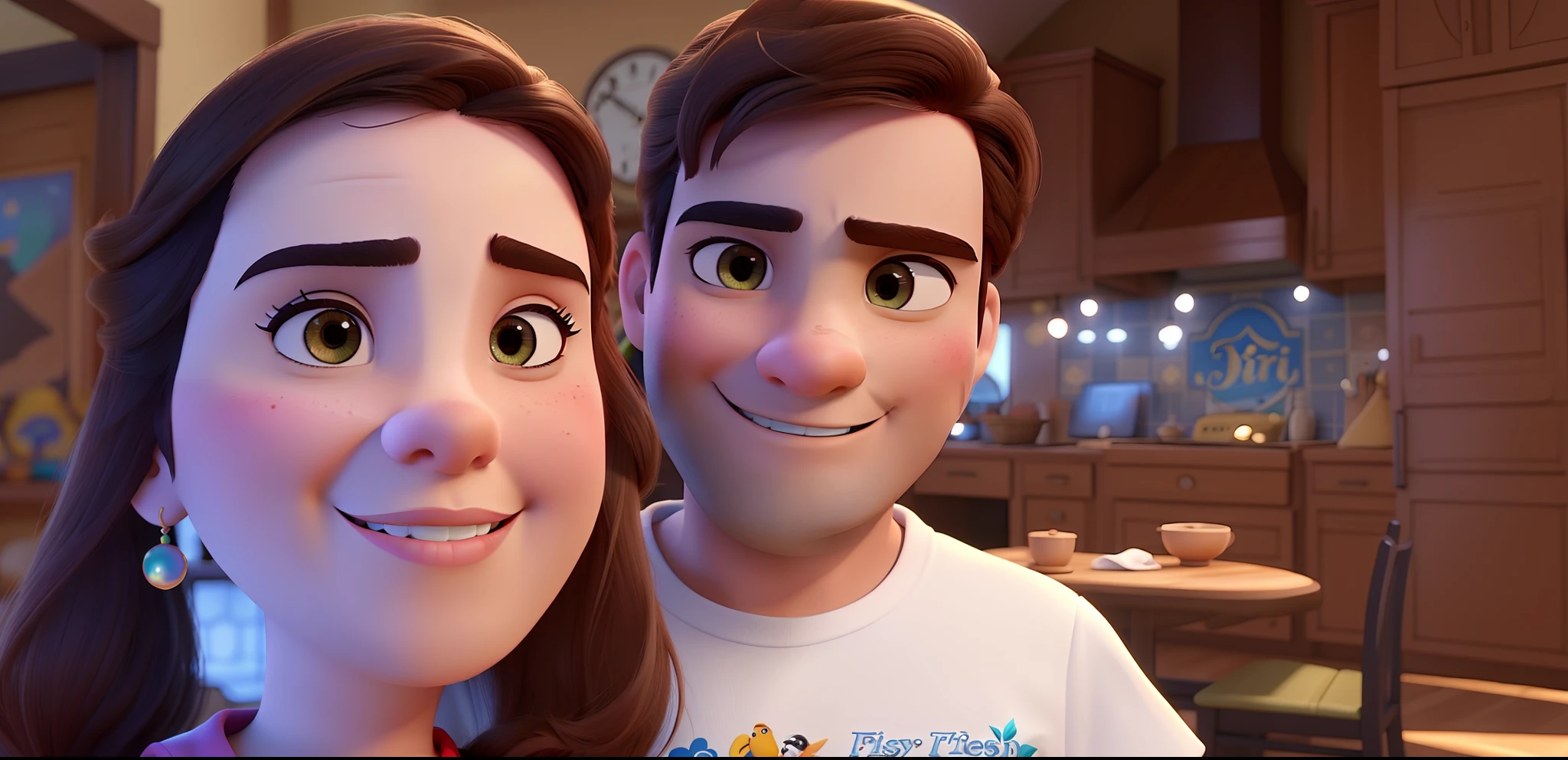 Um casal branco estilo disney pixar, alta qualidade, melhor qualidade