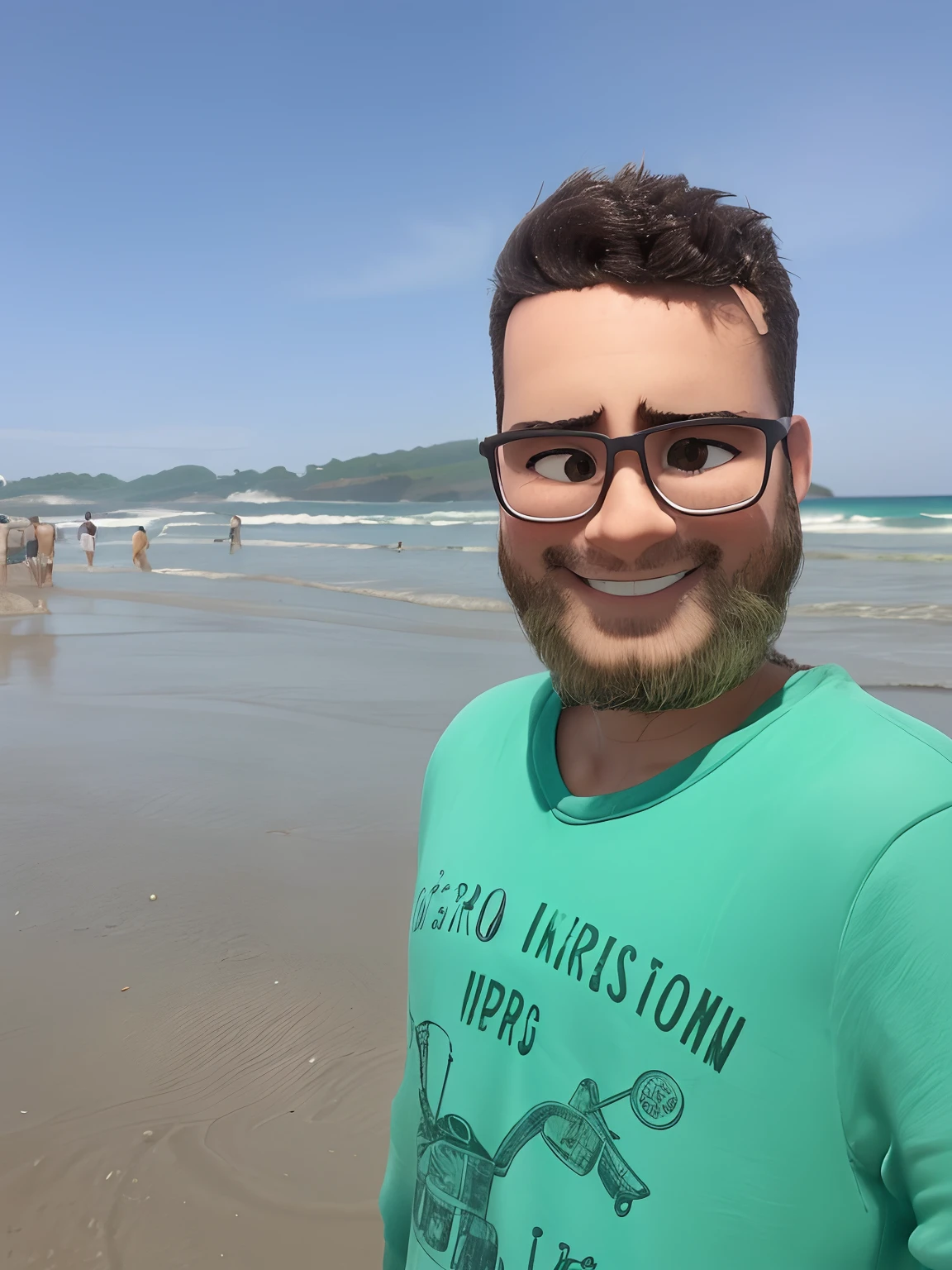 quero um desenho de um menino de 14 anos sorrindo, de cabelos ruivo e oculos redondo