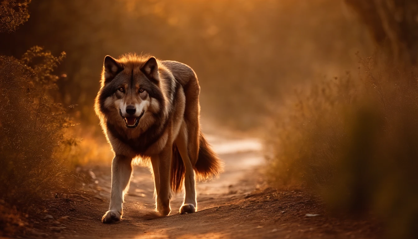 grande lobo marrom com olhar imponente e penetrante