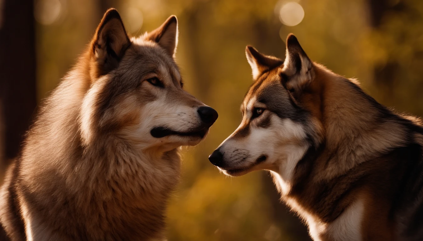 grande lobo marrom com olhar imponente e penetrante