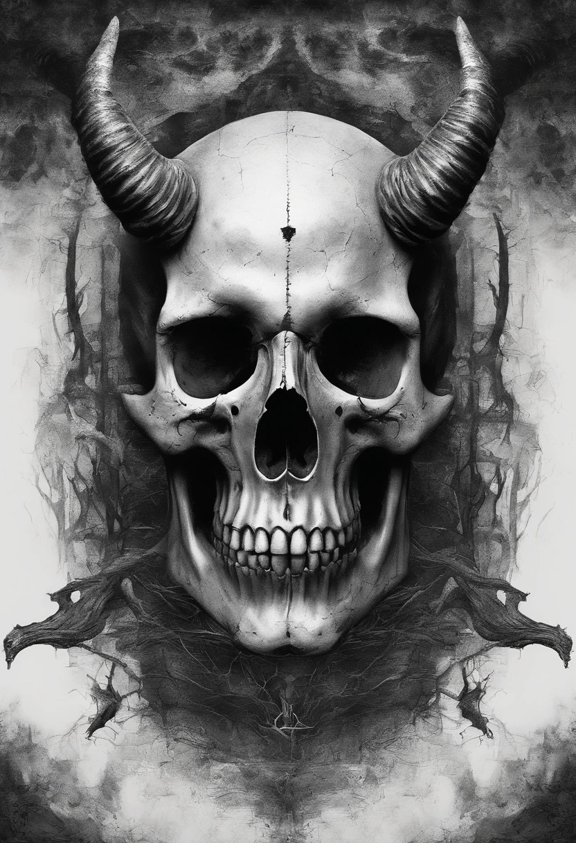 skullish, fire, black backdrop, sin humanos, portrait, horor, black and white