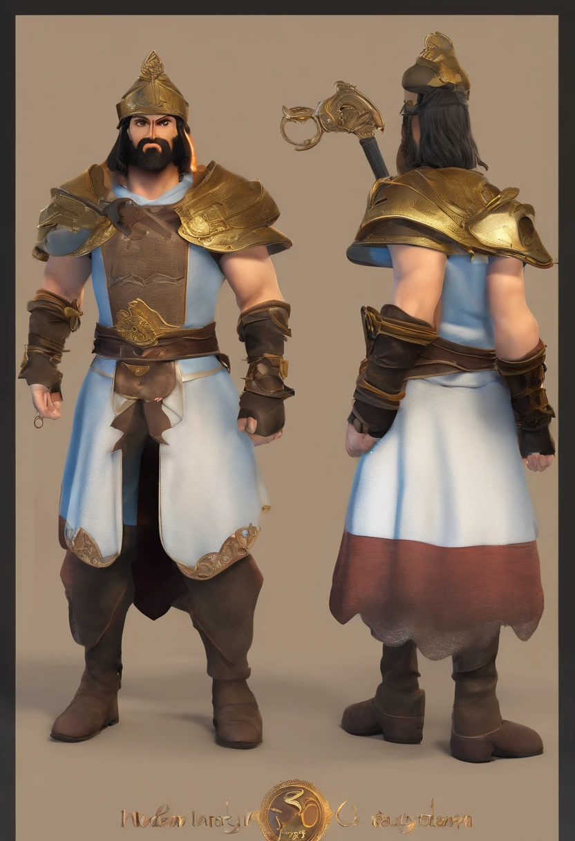 Jovem, alto, musculoso;, largo, olhos brilhantes, Com cabelos brancos raspados, usando uma armadura medieval com ombreiras de lobo, preto e uma capa azul, zangado com a porta de entrada de uma taberna, Realistic, Full HD, best quality