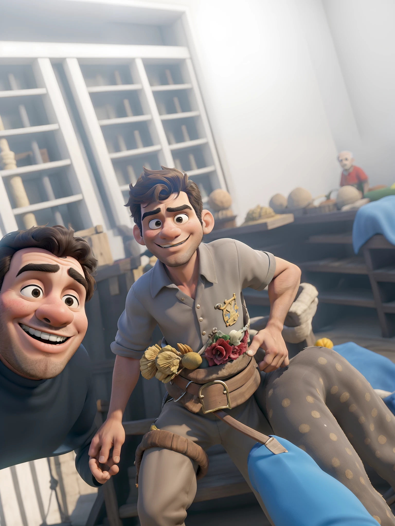 Obra-prima, de melhor qualidade, um homem bonito que pensa em ser um pirata.