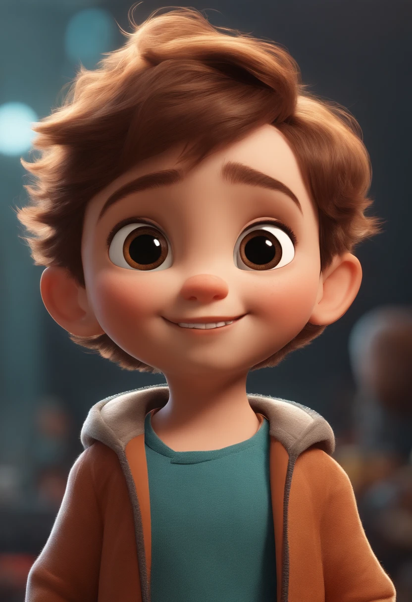 a happy cute ??? standing short hair, vestindo uma fantasia espacial, , fundo branco, barnet, tom, Estilo Pixar, ..3d, desenhos animados, rosto detalhado, asymmetrical 16k