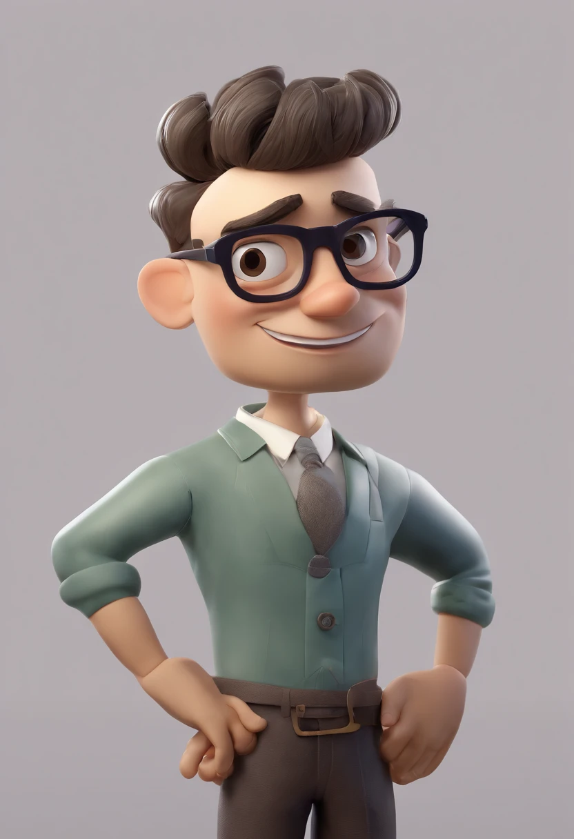 Cartoon character of a bald man with black glasses , usando terno e uma camisa branca, animation character, Caractere estilizado, super friendly, animation style rendering, 3D estilizado, Vin Disel, 3 d render stylized, toon render keyshot, Personagem 3D, Personagem 3D, 3d rendering stylized, 3 d character render, personagem de desenho animado, Personagem de close up, Pose de personagem, (Estilo Pixar) (master part:1.2) (Bokeh) (best quality) (pele detalhada) (textura detalhada) (8k) (argila) (Cinematic lighting) (foco nítido