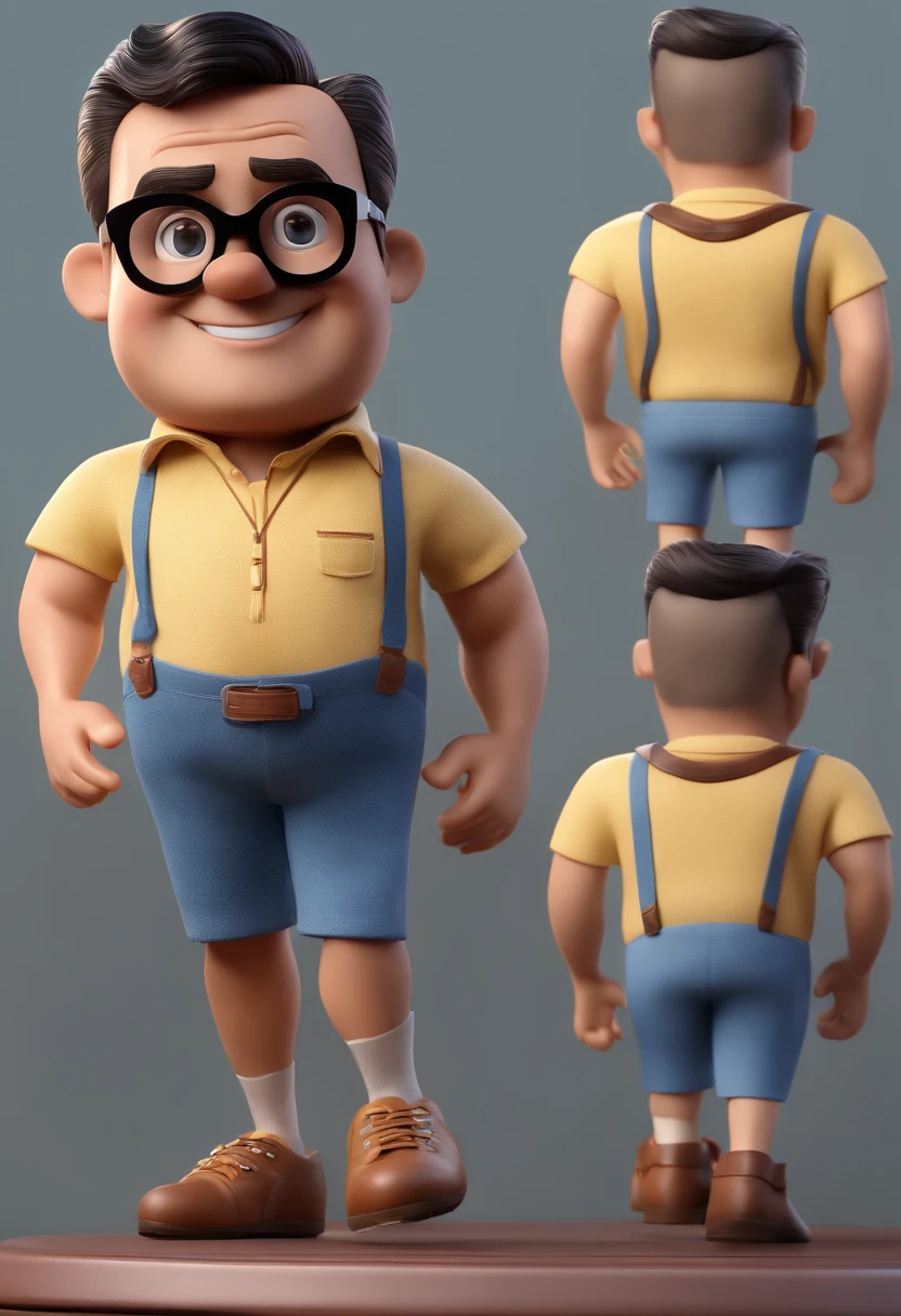 Cartoon character of a man with black glasses and a blue shirt, animation character, Caractere estilizado, animation style rendering, 3D estilizado, Arnold Maya render, 3 d render stylized, toon render keyshot, Personagem 3D, Personagem 3D, 3d rendering stylized, 3 d character render, personagem de desenho animado, Personagem de close up, Pose de personagem, (Estilo Pixar) (master part:1.2) (Bokeh) (best quality) (pele detalhada) (textura detalhada) (8k) (argila) (Cinematic lighting) (foco nítido