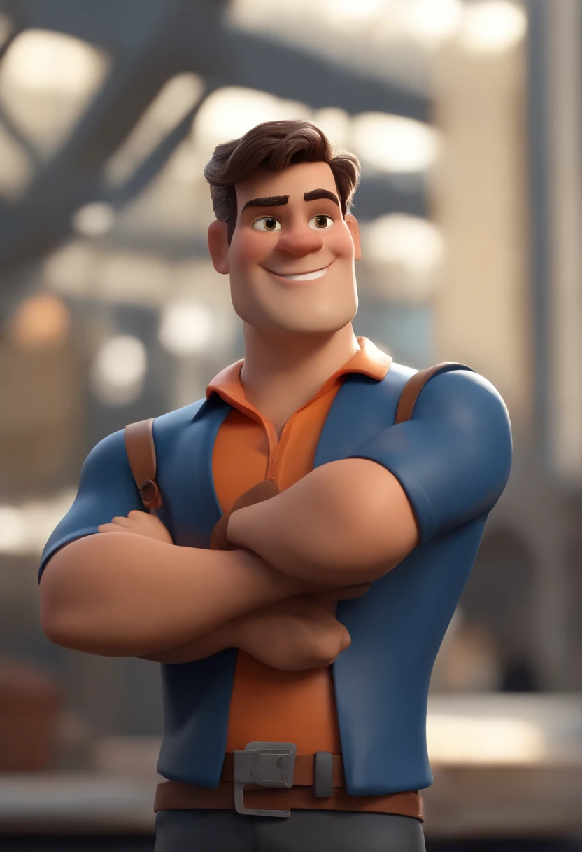 personagem dos desenhos animados de um homem com pretos e uma camisa azul, animation character, Caractere estilizado, animation style rendering, 3D estilizado, Arnold Maya render, 3 d render stylized, toon render keyshot, Personagem 3D, Personagem 3D, 3d rendering stylized, 3 d character render, personagem de desenho animado, Personagem de close up, Pose de personagem, (Estilo Pixar) (master part:1.2) (Bokeh) (best quality) (pele detalhada) (textura detalhada) (8k) (argila) (Cinematic lighting) (foco nítido