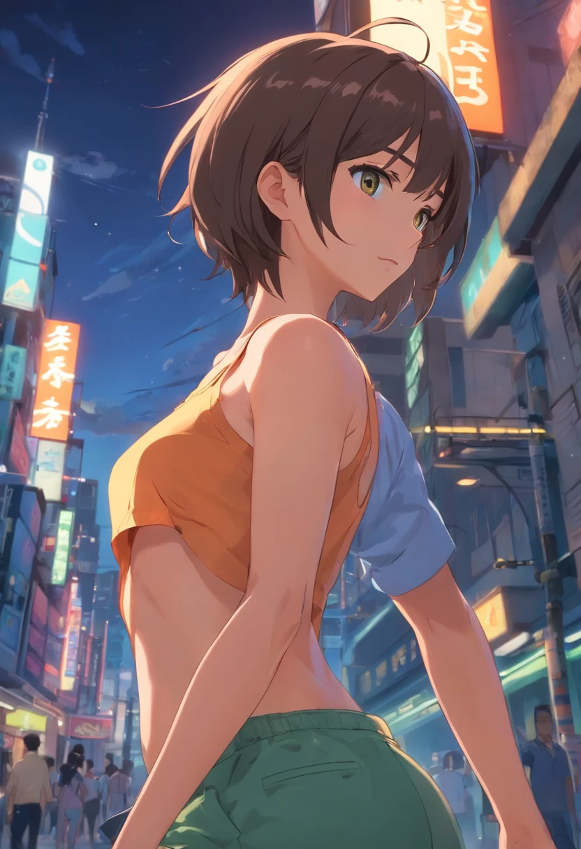 Hanfeng girl,brunette color hair,Bigchest,opened breast(With thin legs,legs are long)
