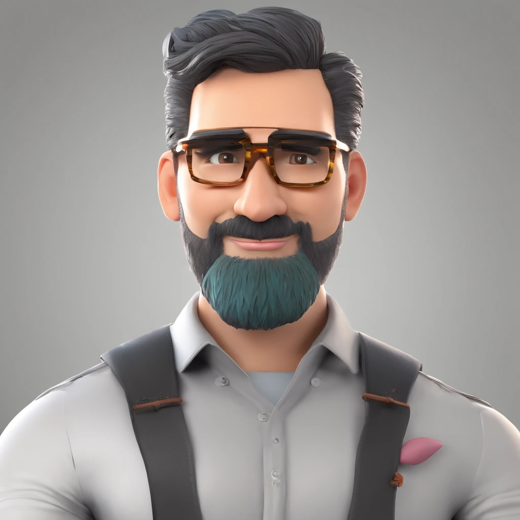 Criar um personagem no estilo Pixar. Trata-se de um homem de 30 anos, com barba, Branco, com cabelos preto curtos e um capacete branco de engenharia, e olhos castanhos. Ele deve estar na frente de uma paisagem.com folhagens tropicais, Trabalhar com projetos ambientais