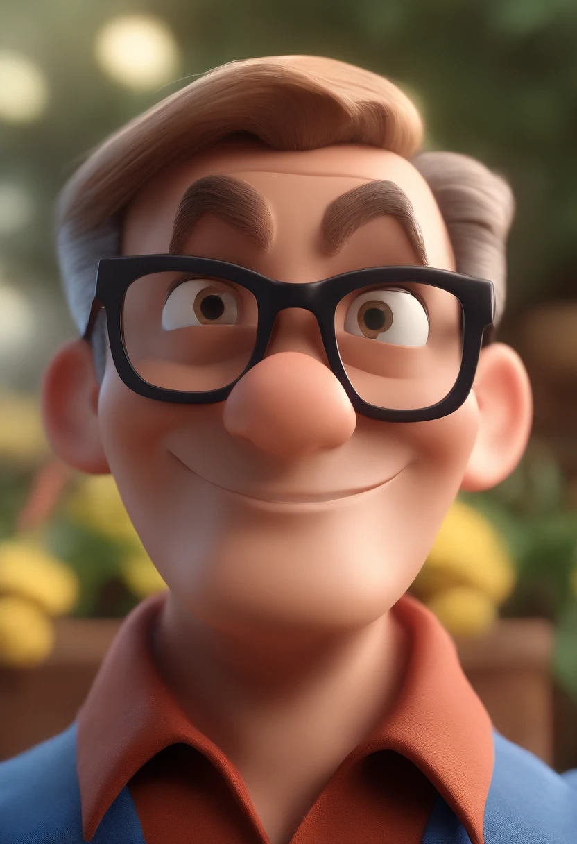 Cartoon character of a man with black glasses and a blue shirt, animation character, Caractere estilizado, animation style rendering, 3D estilizado, Arnold Maya render, 3 d render stylized, toon render keyshot, Personagem 3D, Personagem 3D, 3d rendering stylized, 3 d character render, personagem de desenho animado, Personagem de close up, Pose de personagem, (Estilo Pixar) (master part:1.2) (Bokeh) (best quality) (pele detalhada) (textura detalhada) (8k) (argila) (Cinematic lighting) (foco nítido
