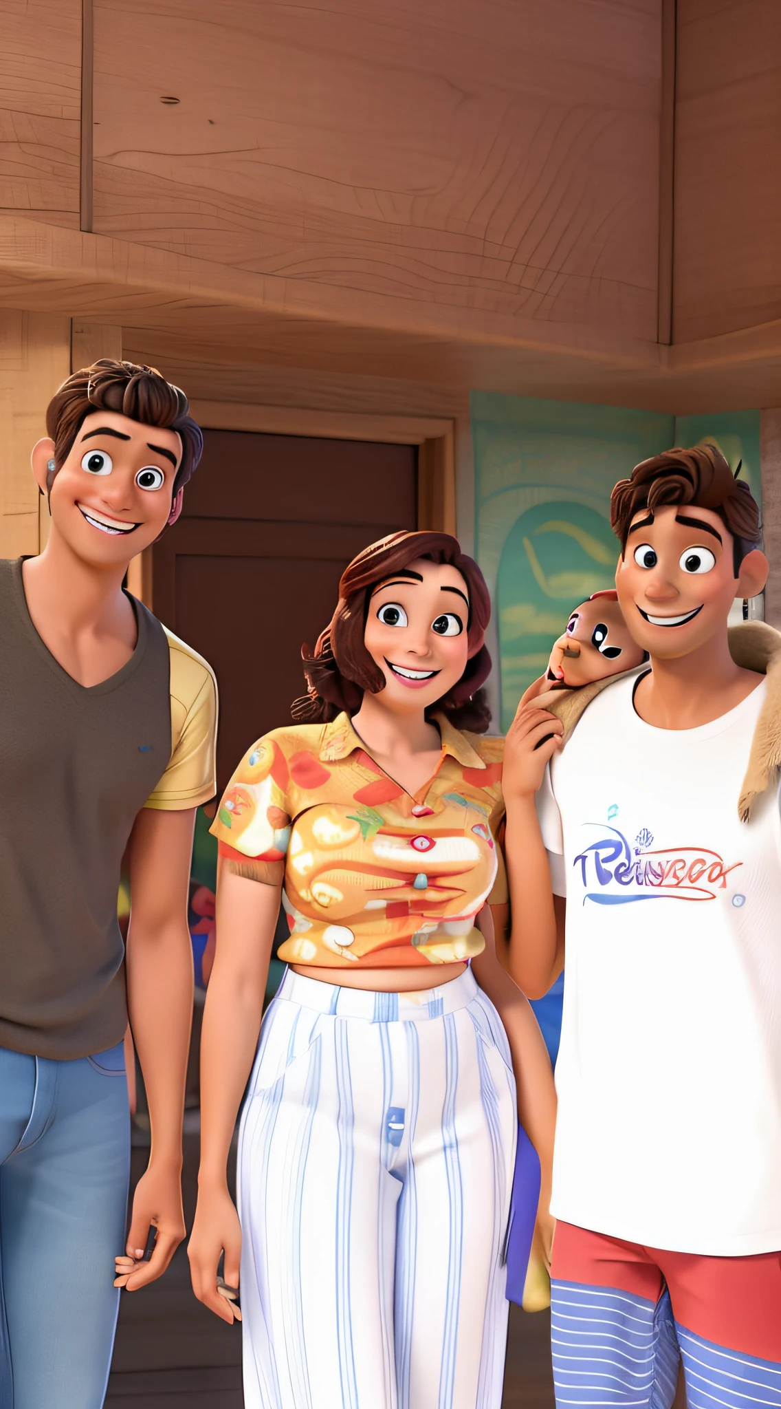 tres pessoas felizes pela sua amizade, estilo disney pixar, alta qualidade