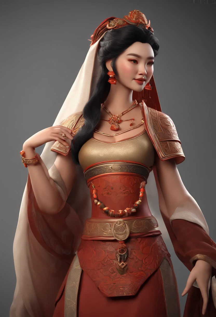An ancient Chinese woman、gentle expressions、full bodyesbian、Clear facial features、Amazing facial features,Complex design,Game model,Original art design,character design, an animated character, stylized character, animation style render, stylized 3d, arnold maya render, 3 d render stylized, toon render keyshot, 3d character, 3d character, 3D rendering stylized, 3 d character render, cartoon character, Close-up characters, Character pose, (pixar-style) (Master parts:1.2) (Bokeh) (Best quality) (Detailed skins) (detail texture) (8K) (clay) (Cinematic lighting) (foco nítido