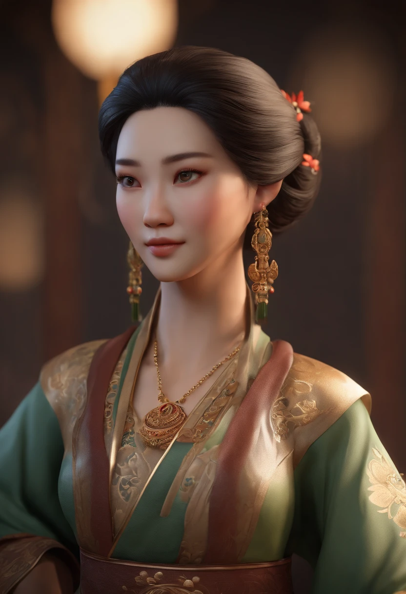 An ancient Chinese woman、gentle expressions、full bodyesbian、Clear facial features、Amazing facial features，Complex design，Game model，Original art design，character  design， an animated character, stylized character, animation style render, stylized 3d, arnold maya render, 3 d render stylized, toon render keyshot, 3d character, 3d character, 3D rendering stylized, 3 d character render, cartoon character, Close-up characters, Character pose,  (pixar-style) (Master parts:1.2) (Bokeh) (Best quality) (Detailed skins) (detail texture) (8K) (clay) (Cinematic lighting) (foco nítido