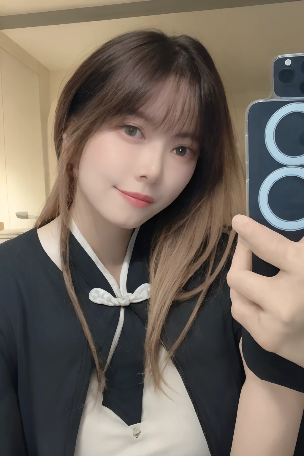 skistyle, 1girl in, Solo, Pink hair, Animal ears, Blue eyes, Wings, Looking at Viewer, Bangs, Short hair, Bow, Sailor collar, white sailor collar, Hair Bow, pink bows, Closed mouth, Shirt, White shirt, Bear ears, bob cuts, mini wings, Portrait, detached wings, makeup, Upper body, city in background