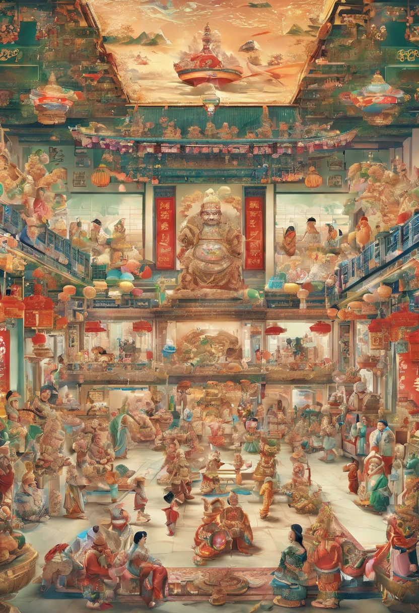 chineseidol,(Dentist holding tooth model 1.6),Explain oral knowledge,6 children,colorful,(Dental and Dental Hospital Hall:1.4),The hall was filled with dolls,(in a panoramic view:1.3),There are sitting ones,There are standing ones,Lying on the ground,There are also a lot of toys in the hall,Scattered on the ground