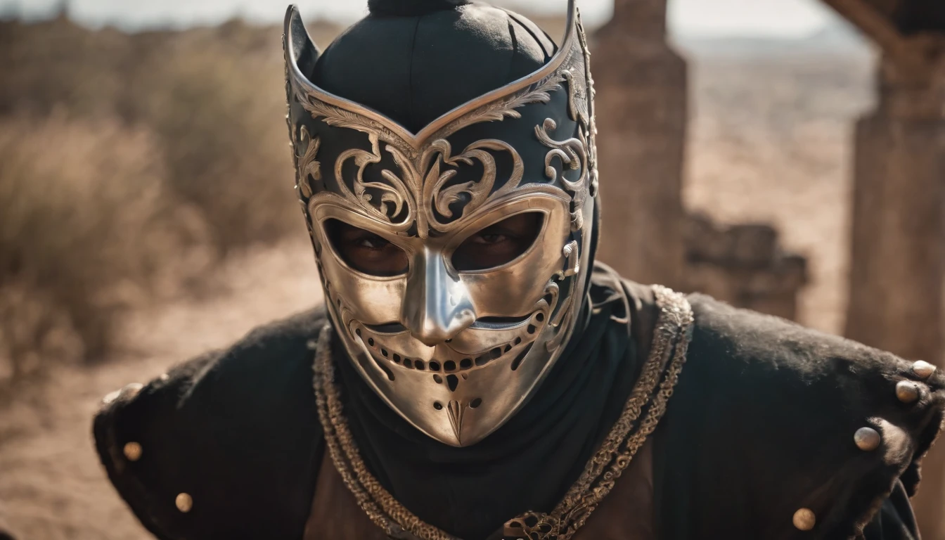 bandido mascarado com submetralhadora