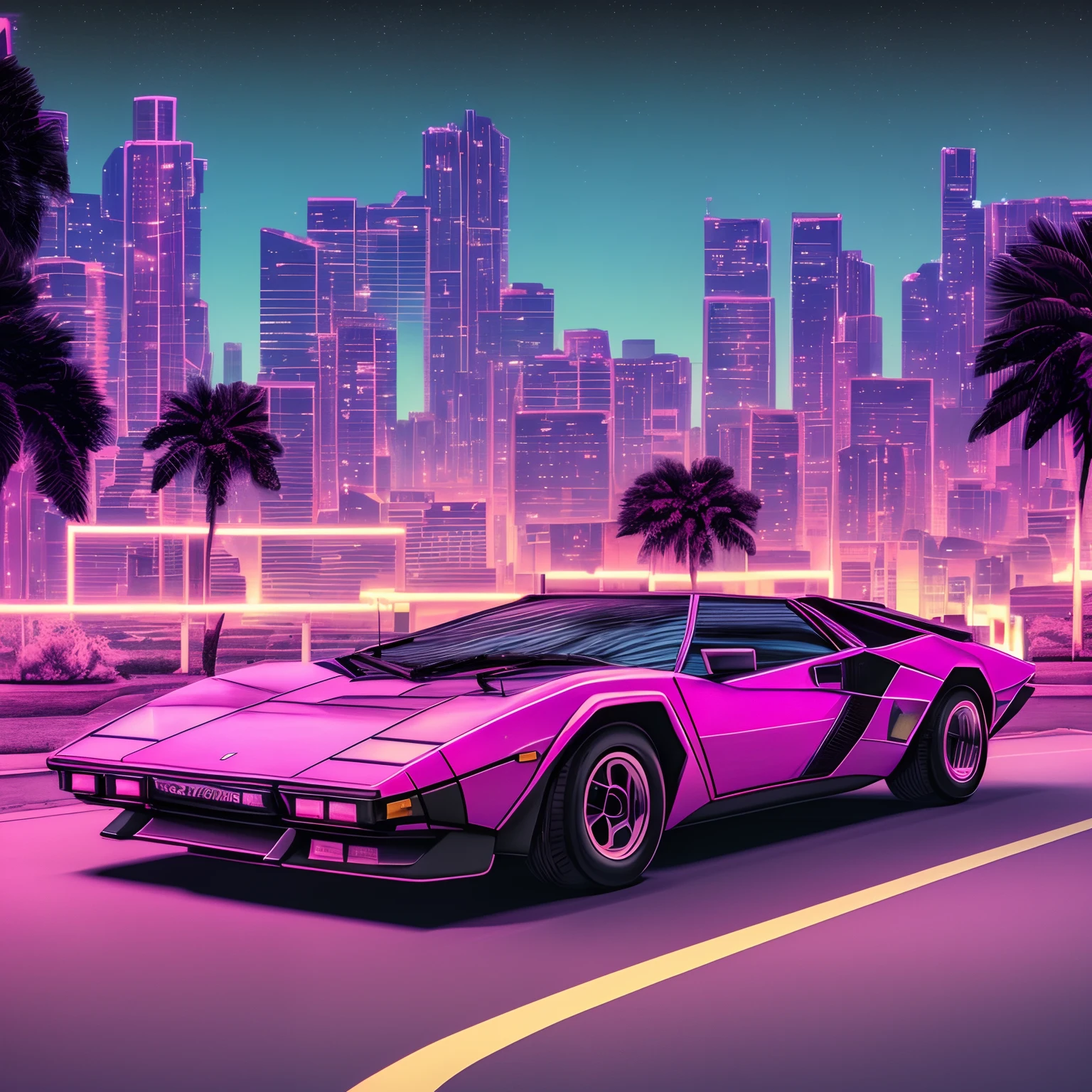 retrowave. 1982 lamborghini countach 500 S model on the road road, purple neon lights, sun, mountain,
(masterpiece,detailed,highres), (nvinkpunk: 1.2) supercarro, solo, estilo snthwve, onda de luz, sun sunset, intrincada, altamente detalhada