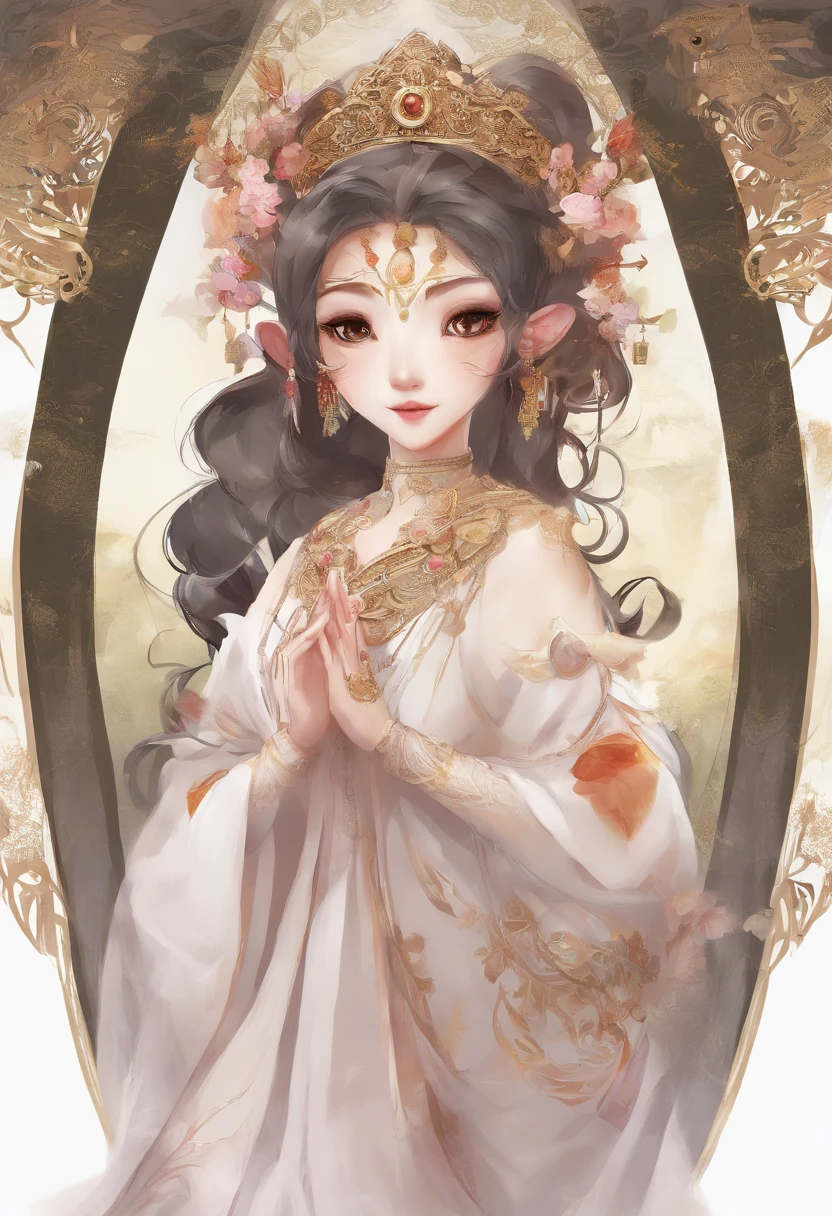 An ancient Chinese woman、gentle expressions、full bodyesbian、Clear facial features、Amazing facial features，Complex design，Game model，Original art design，character  design，stylized character,cartoon character, (pixar-style) White background --AR 3:2, Character pose