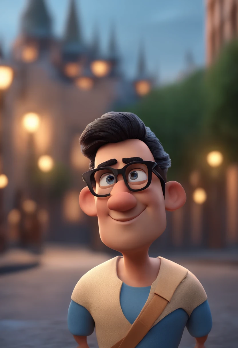 Cartoon character of a man with black glasses and a blue shirt, animation character, Caractere estilizado, animation style rendering, 3D estilizado, Arnold Maya render, 3 d render stylized, toon render keyshot, Personagem 3D, Personagem 3D, 3d rendering stylized, 3 d character render, personagem de desenho animado, Personagem de close up, Pose de personagem, (Estilo Pixar) (master part:1.2) (Bokeh) (best quality) (pele detalhada) (textura detalhada) (8k) (argila) (Cinematic lighting) (foco nítido