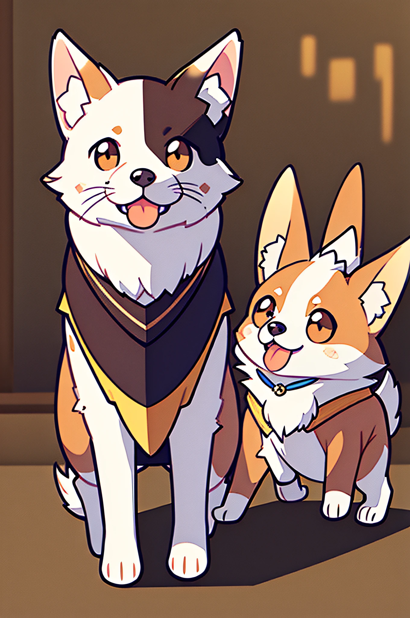 "Create a Pembroke Welsh Corgi with chic ultra-high definition images, Classic Dog Pose. Use of advanced macro photography techniques、Highlights the intricate details of the dog's coat, Standing ears, And expressive eyes and tongue are partially out. Place the camera at the dog's eye level, Creates an intimate connection between the viewer and the dog's subject. Implement a wide aperture for a shallow depth of field, Gently makes the dog stand out clearly against a blurred background. Improve lighting、Emphasizes the texture and contours of the dog's body, Use of Software, Remove coarse shadows、, cosy atmosphere. Catch a dog in a relaxed position, But balanced, Show flexibility and elegance. Try to capture the moment with natural movement, Stretching, Grooming, etc., To convey a sense of authenticity. Implement post-processing techniques to improve image clarity, Contrasty, and color balance, Protect all aspects, From the dog's intricate patterns to its intense gaze, Rendered in stunning detail. Finally, Pembroke Welsh Corgi Dog、Conveys the gentle beauty and innate grace of the dog, Capture fleeting moments celebrating the unique essence of a dog's curiosity and balance."