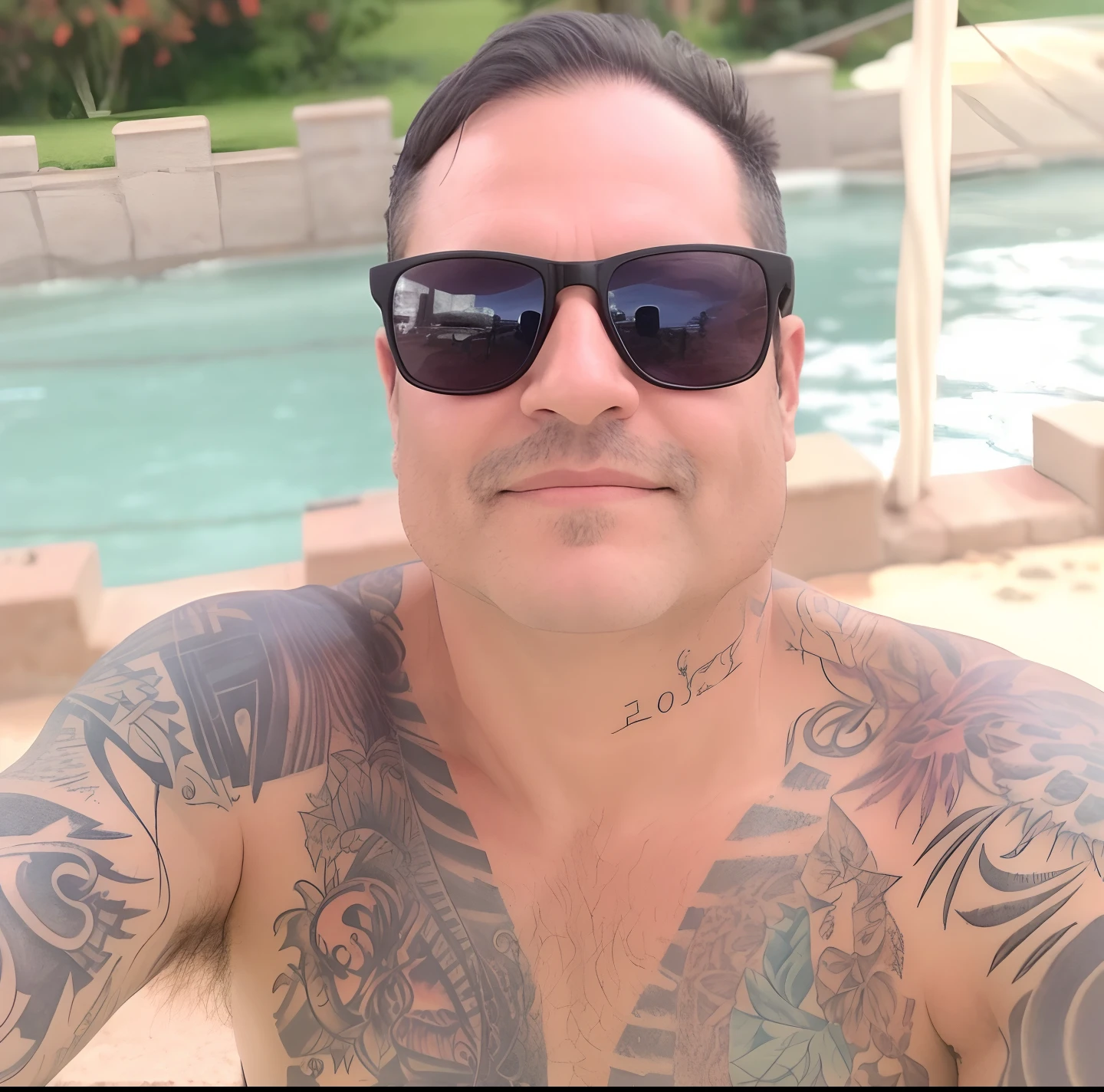 There is a man with tattoos on his chest and arms, 3 2 anos, Homem de 4 0 anos, 3 6 anos, 38 anos, Homens de 45 anos, foto de perfil, taken in the early 2020s, imagem de perfil, (38 anos), 35 anos, 3 5 anos