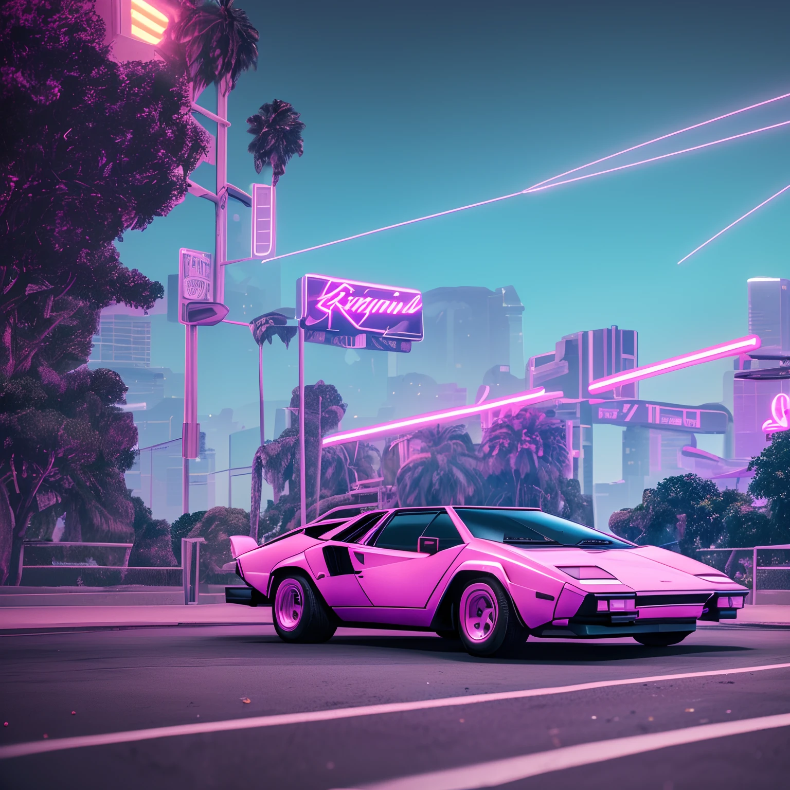 retrowave. 1982 lamborghini countach 500 S model on the road road, purple neon lights, sun, mountain,
(masterpiece,detailed,highres), (nvinkpunk: 1.2) supercarro, solo, estilo snthwve, onda de luz, sun sunset, intrincada, altamente detalhada