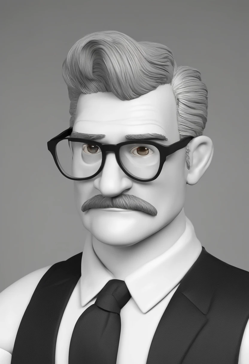 Cartoon character of a man wearing black glasses and a blue shirt, um personagem animado,rosto e corpo magro, bigode e cavanhaque, um cachorro amarelo, Caractere estilizado, animation style rendering, 3D estilizado, Arnold Maya render, 3 d render stylized, toon render keyshot, Personagem 3D, Personagem 3D, 3d rendering stylized, 3 d character render, personagem de desenho animado, Personagem de close up, Pose de personagem, (Estilo Pixar) (master part:1.2) (Bokeh) (best quality) (pele detalhada) (textura detalhada) (8k) (argila) (Cinematic lighting) (foco nítido