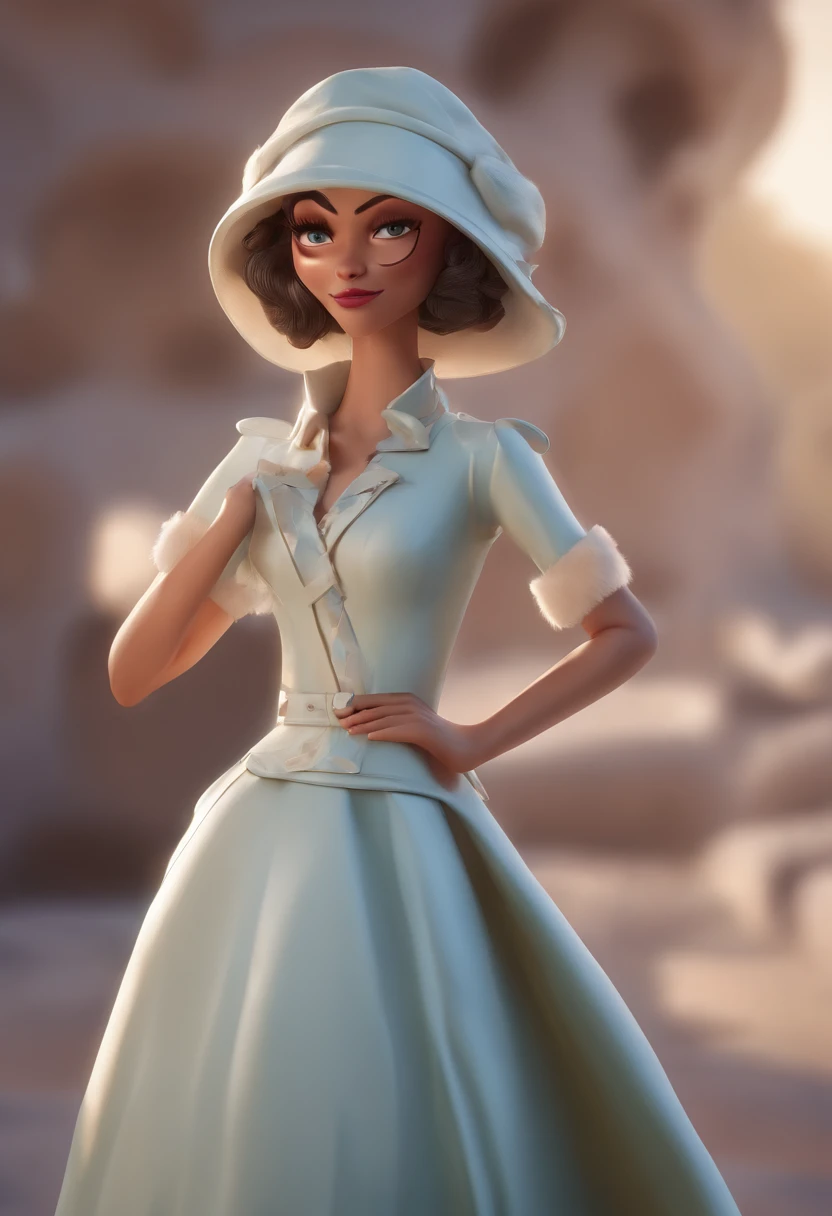 personagem dos desenhos animados de uma mulher morena com olhos castanhos e cabelo castanho com o rosto oval, animation character, Caractere estilizado, animation style rendering, 3D estilizado, Arnold Maya render, 3 d render stylized, toon render keyshot, Personagem 3D, Personagem 3D, 3d rendering stylized, 3 d character render, personagem de desenho animado, Personagem de close up, Pose de personagem, (Estilo Pixar) (master part:1.2) (Bokeh) (best quality) (pele detalhada) (textura detalhada) (8k) (argila) (Cinematic lighting) (foco nítido