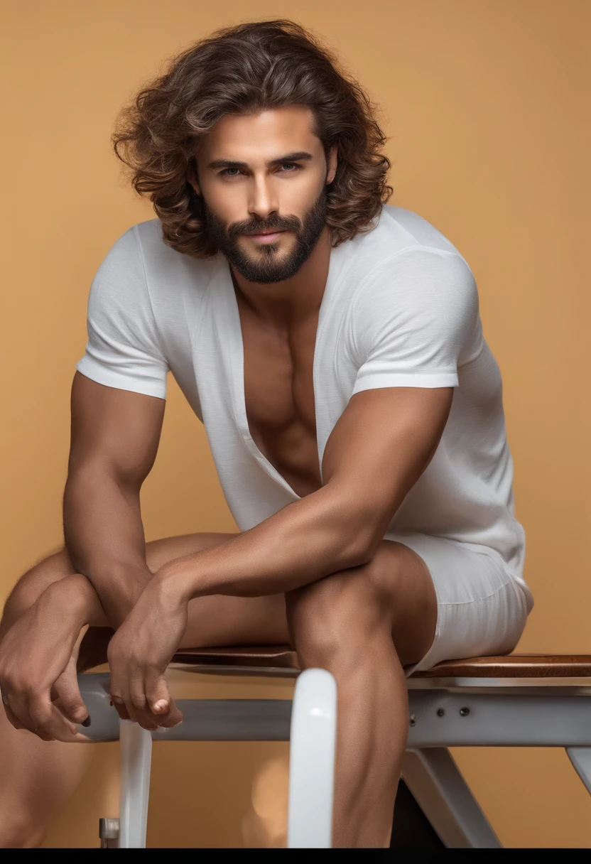 La mejor calidad,Ultra detallado,realista:1.37,Hombre guapo,cara hermosa,ojos color miel detallados,strong jawline,bold, no hair, barba de rastrojo,sonrisa encantadora,ropa deportiva y en el gimnasio ,cabello elegante,afeitado,Postura segura,caballero,Mirada cautivadora,bien arreglado,profesional,Apariencia similar a la de un modelo,vivid colors,Studio lighting,Warm color tone,Medio:retrato