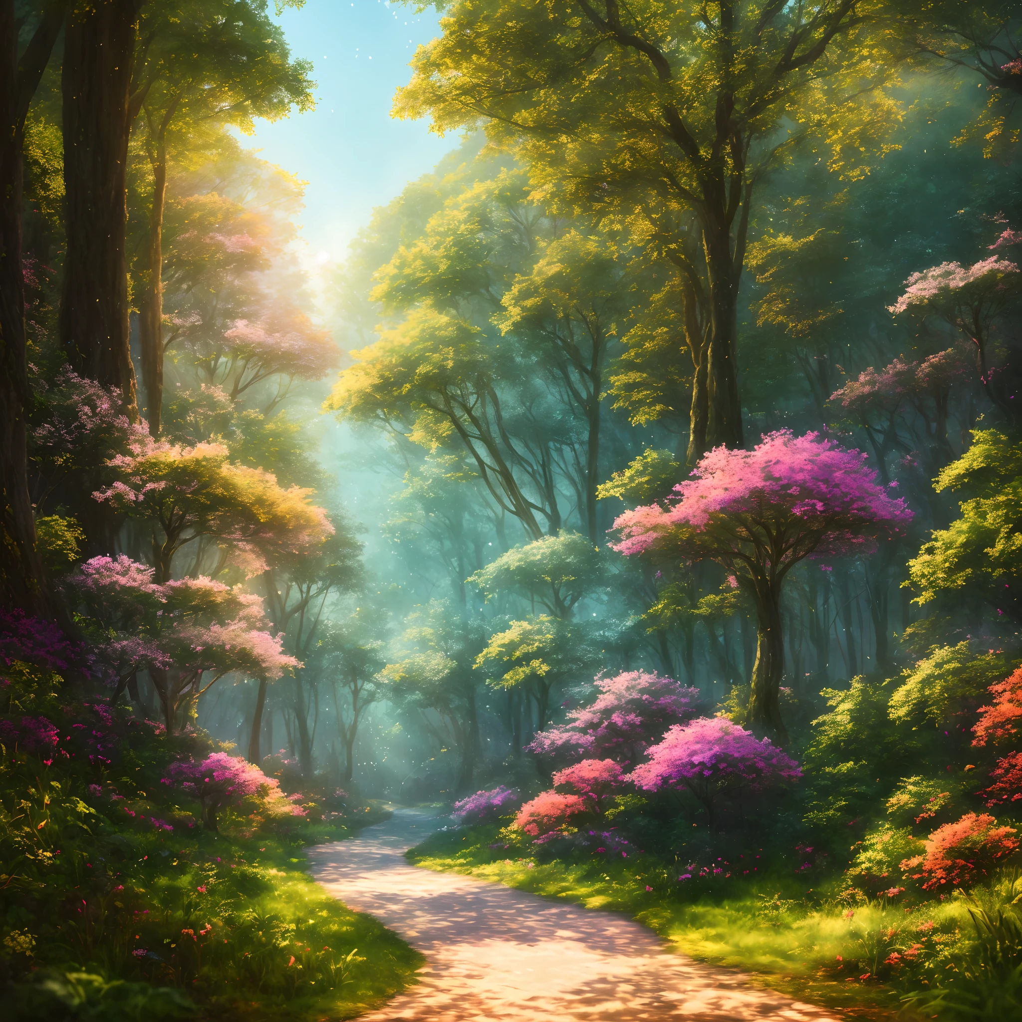 masterpiece, best quality, high quality,extremely detailed CG unity 8k wallpaper, An enchanting and dreamy scene of a fantasy forest, with towering trees, glowing mushrooms, and hidden fairy glens, creating a sense of mystique and enchantment, artstation, digital illustration, intricate, trending, pastel colors, oil paiting, award winning photography, Bokeh, Depth of Field, HDR, bloom, Chromatic Aberration ,Photorealistic,extremely detailed, trending on artstation, trending on CGsociety, Intricate, High Detail, dramatic, art by midjourney