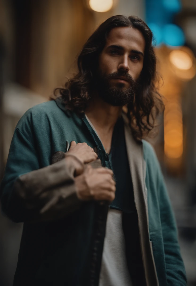 Jesus, streetwear, cenario urbano, nike, moderno