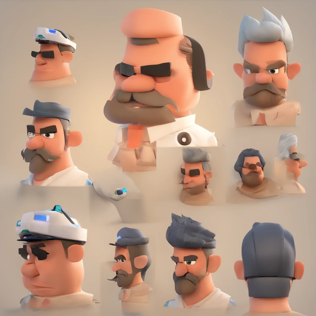 Criar um personagem no estilo Pixar. Trata-se de um homem de 30 anos, com barba, Branco, com cabelos castanhos curtos e um quiff, e olhos castanhos. Ele deve estar na frente de um computador, Trabalhar como designer