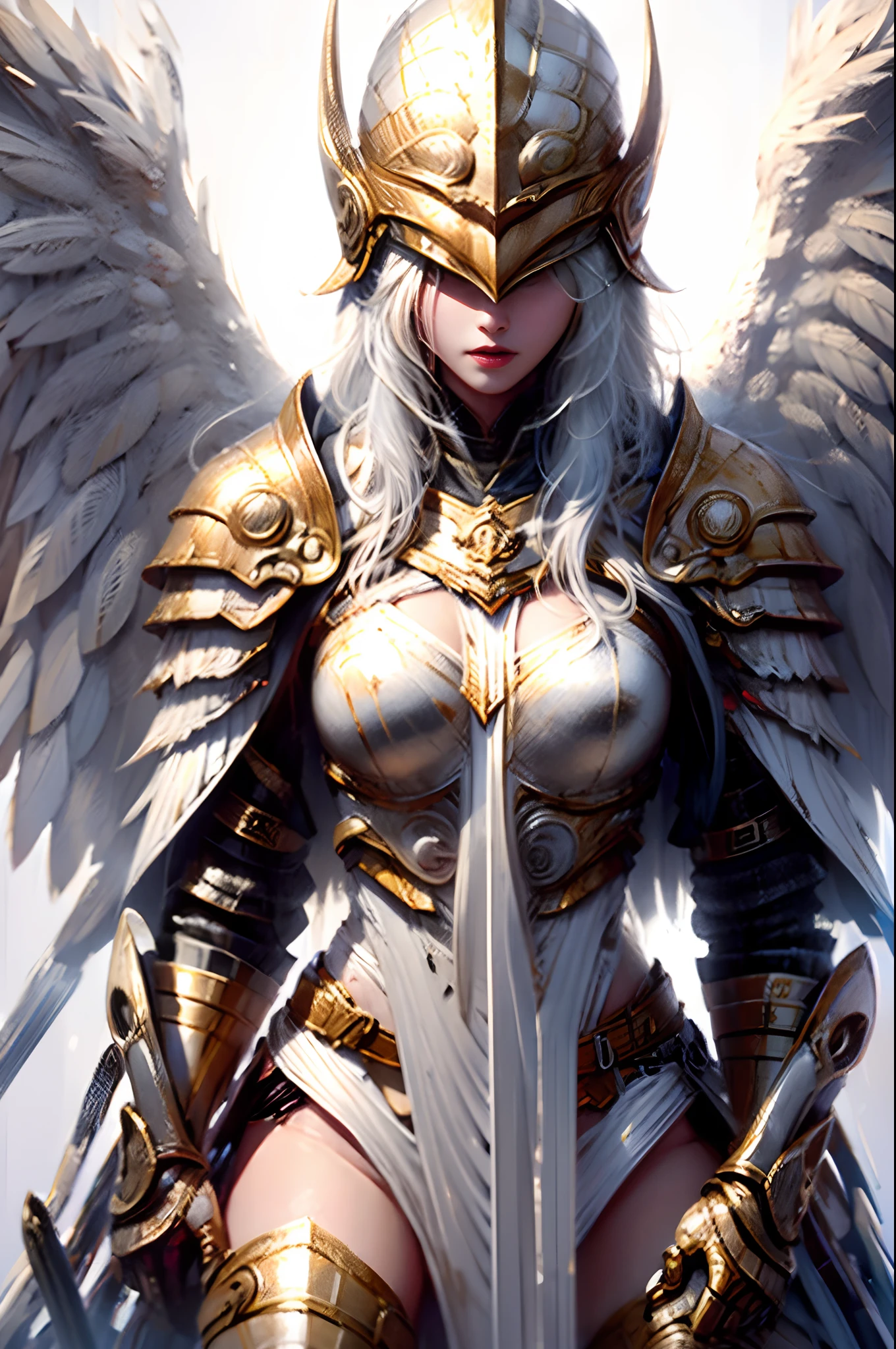 A warrior in golden armor,Sitting